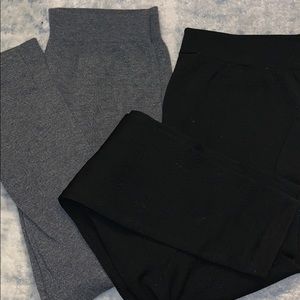 Two pairs of leggings- large grey and XL black
